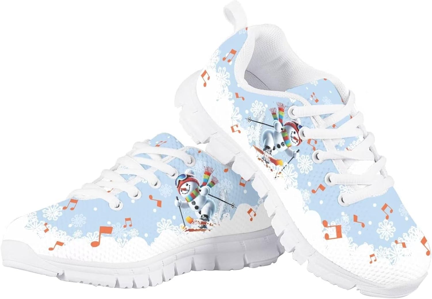 

Детские кроссовки на шнуровке для девочек на Рождество, легкие беговые кроссовки, дышащие, модные спортивные кроссовки для маленьких детей размер 11-13 / для больших детей размер 1-5 Quxjehoe, Christmas Snowmen