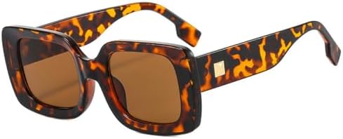 

Женские солнцезащитные очки квадратной формы 2027 года с защитой от УФ-излучения UV400, ретро-стиль, декор с заклепками, модные мужские солнцезащитные очки MTZJH, Leopard Tea