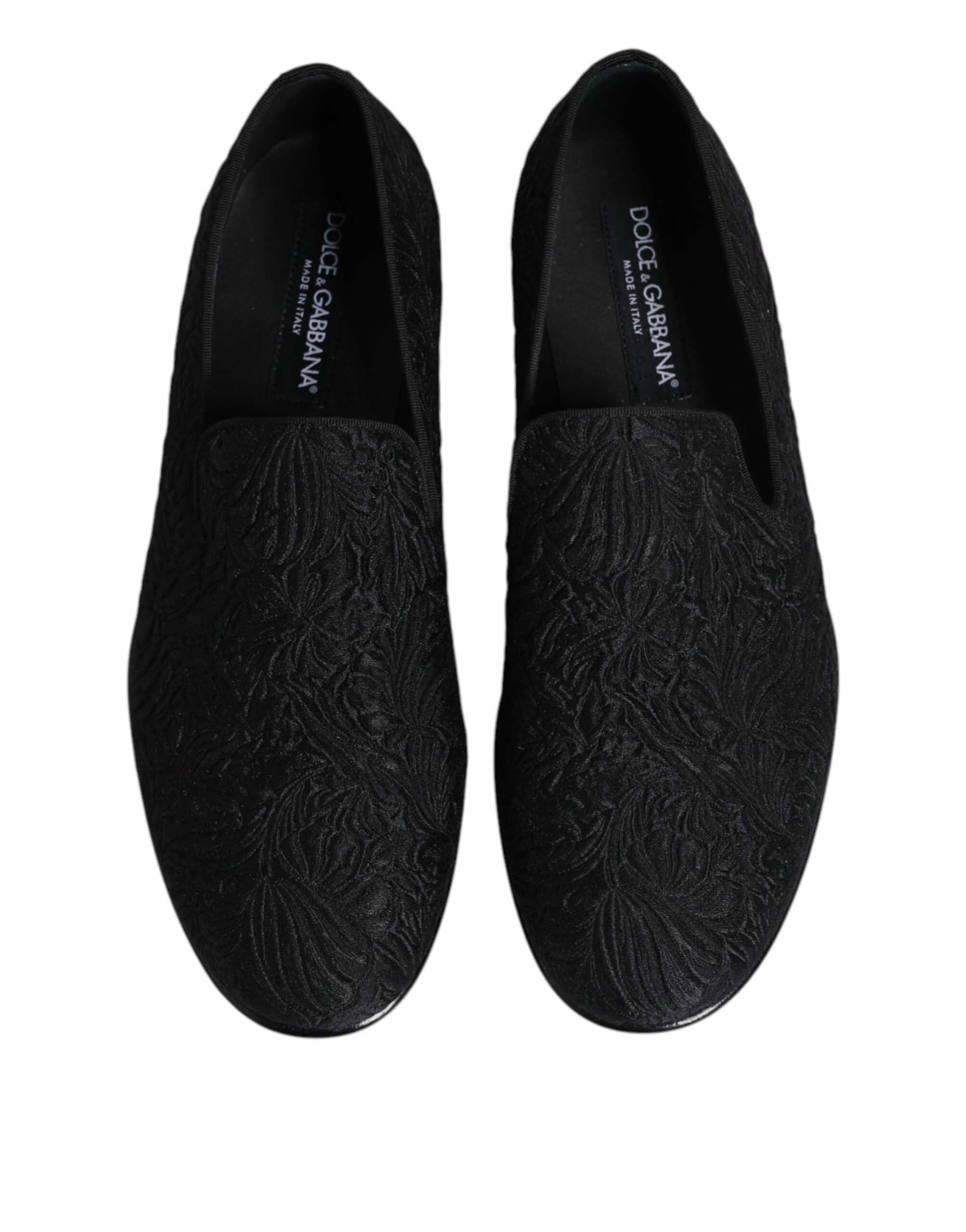 Черные жаккардовые туфли-лоферы Slip On, формальная обувь Dolce & Gabbana, Black — фото 3