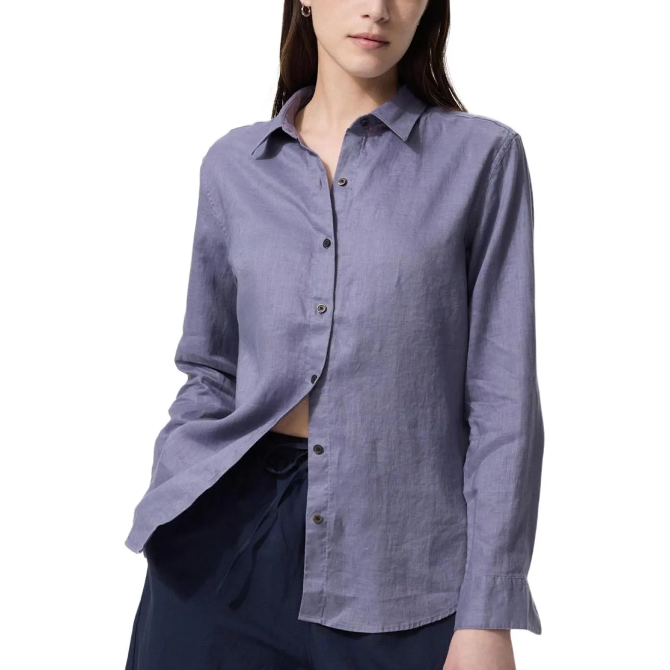 UNIQLO Блузка женская с фиолетовым лацканом