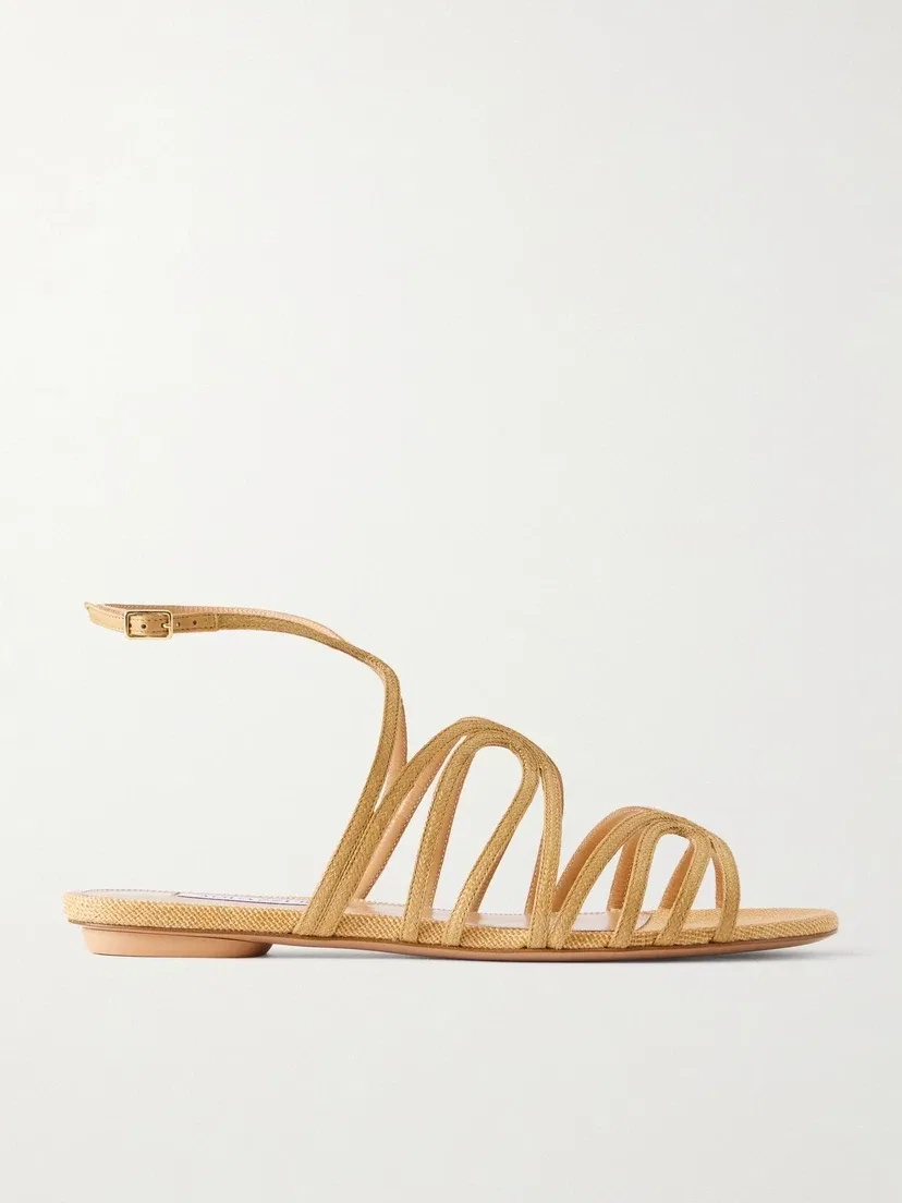Сандалии на плоской подошве Serenade из рафии Aquazzura, бежевый