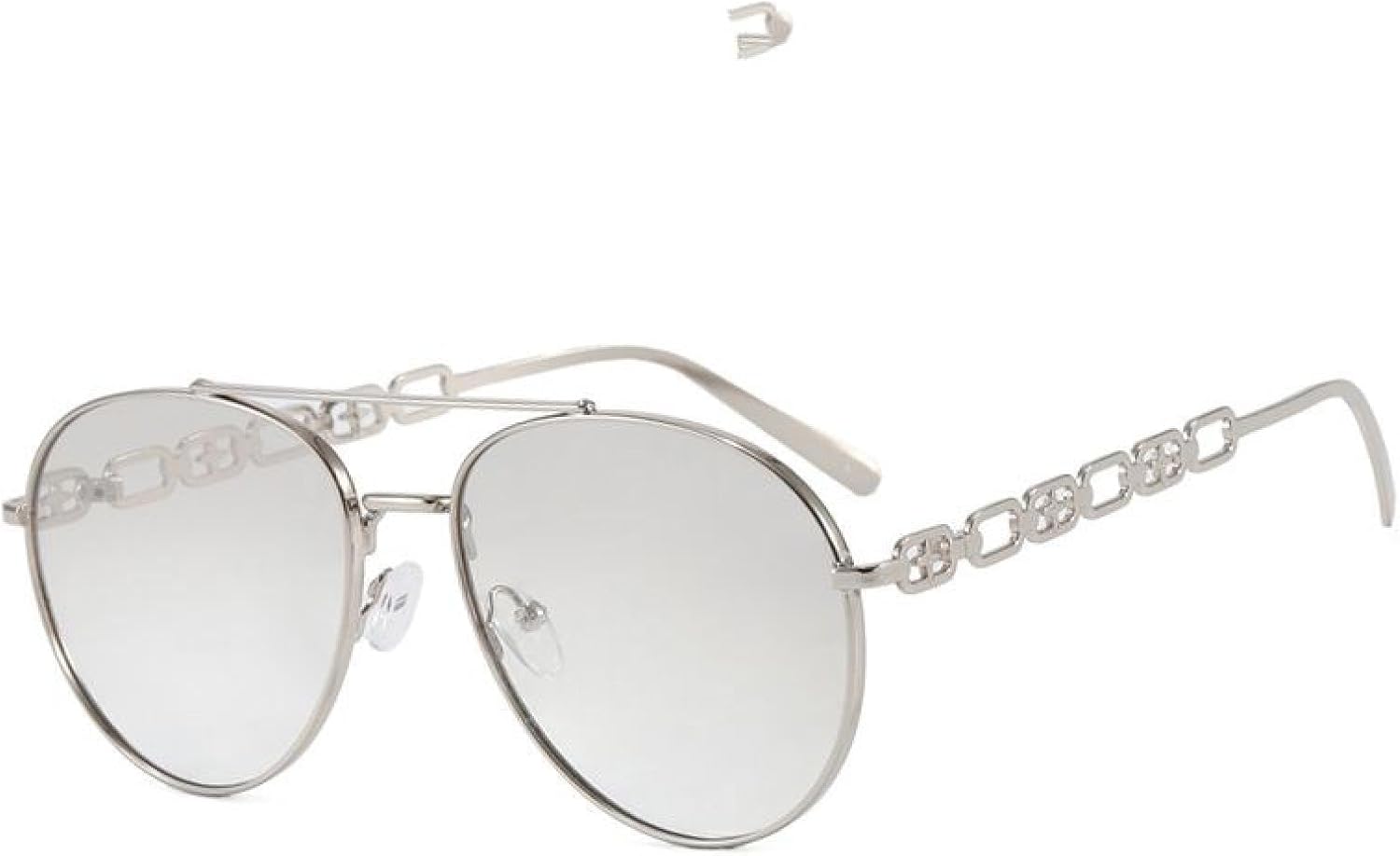 

Винтажные солнцезащитные очки с металлической цепочкой для женщин и мужчин в стиле панк, роскошные, популярные, в большой оправе, с защитой от УФ-излучения UV400 TKKTLLT, Silver