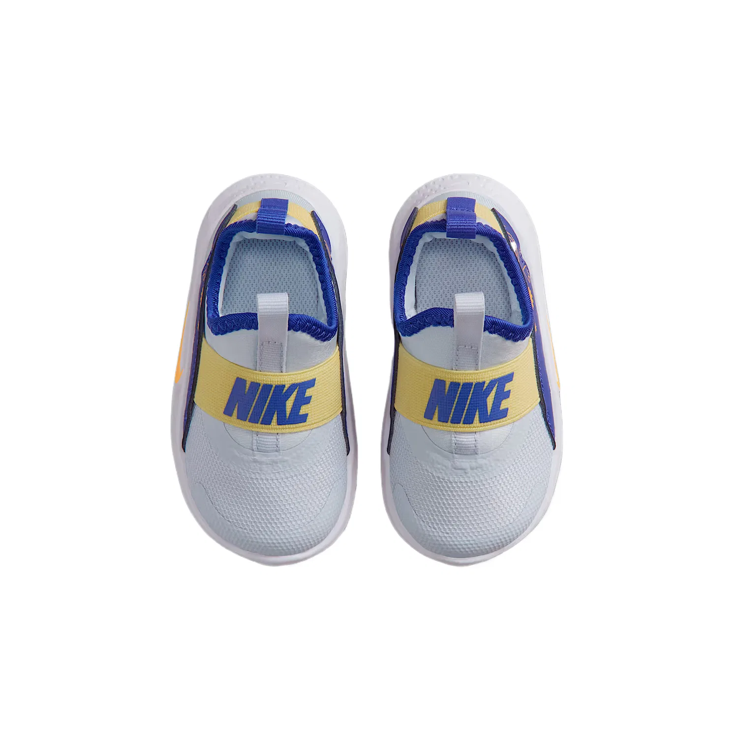 Кроссовки Flex Runner 4 из синтетической кожи и текстиля, низкие, для малышей Nike, Soccer Gray/Slate Blue/Soft Yellow/Laser Orange — фото 4