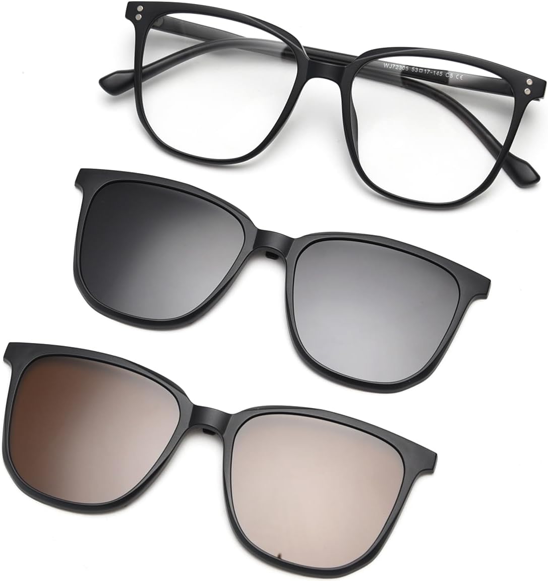 

Солнцезащитные очки с магнитным креплением, поляризованные очки для вождения, квадратная оправа «кошачий глаз», многофункциональная оправа для очков LIGOES, Matt Black Frame