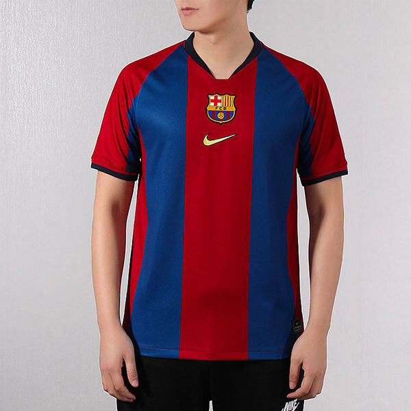 Футболка Nike Barcelona Soccer/Football Training Sports Short Sleeve Red Blue Colorblock, синий — фото 3