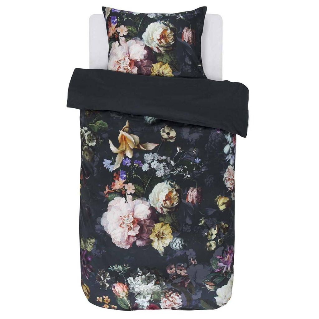 

Сатиновое постельное белье Essenza Fleur, цвет ночь синий 200х200см+2х80х80