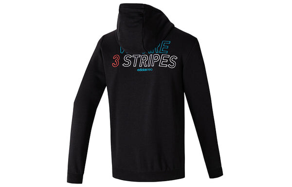 Куртка neo logo printing hooded casual sports jacket black Adidas, черный — фото 2