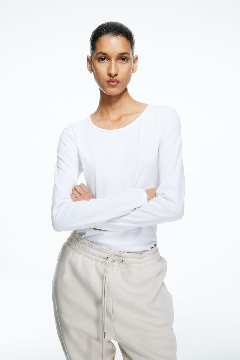 

Топ из джерси с длинными рукавами H&M, белый