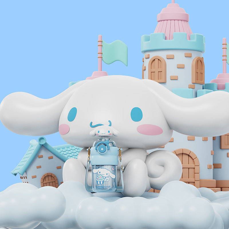 Коллекция Hello Kitty, коллекция My Melody, пластиковая бутылка для воды Tritan с соломинкой 600мл Sanrio, Cinnamoroll+Shopping Bag — фото 4