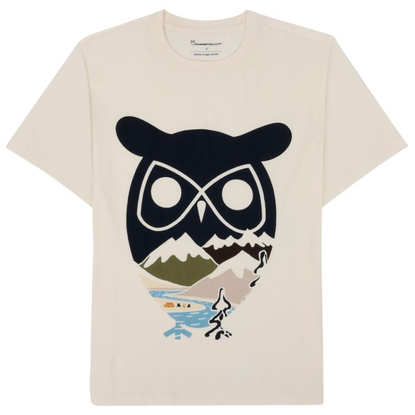 

Футболка с принтом большой совы из одинарного джерси и горного хребта Knowledgecotton Apparel, Egret