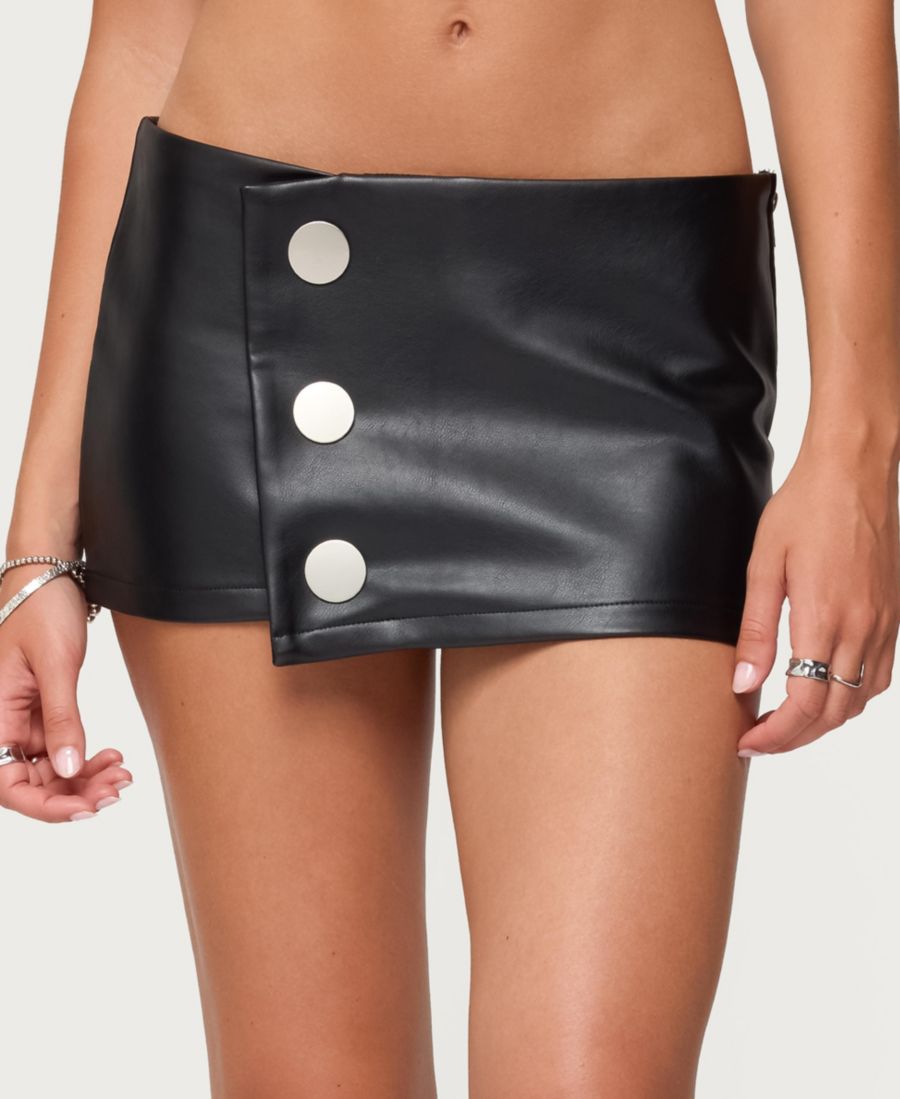 

Женская мини-шорты Kaine Button из искусственной кожи Edikted, Black