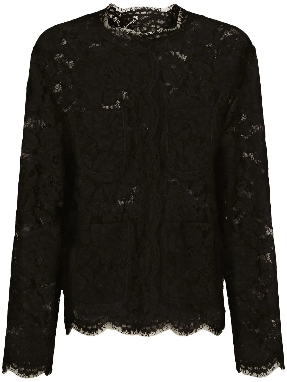 

Однобортный жакет из цветочного кружева DOLCE & GABBANA, черный