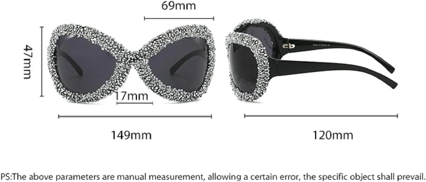 

Крупные модные солнцезащитные очки с бриллиантами для женщин и мужчин, классическая овальная форма, черные солнцезащитные очки со стразами mincl, 2pcs-silver&colorful