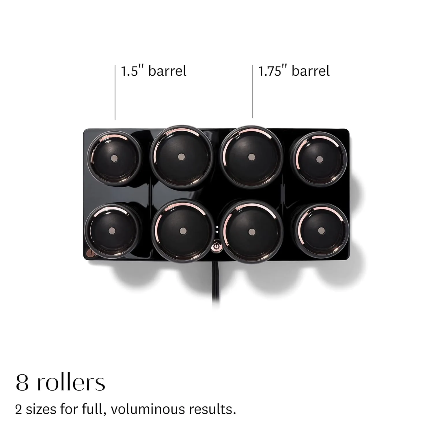 T3 Volumizing Hot Rollers LUXE - набор для завивки с 8 бигуди: 4 XL (4,4 см) и 4 больших (3,8 см) Объемные горячие бигуди люкс 4,4 см (4 шт.), Black — фото 2
