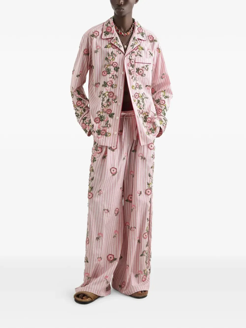 Шелковая рубашка с вышивкой DOLCE & GABBANA, розовый — фото 2