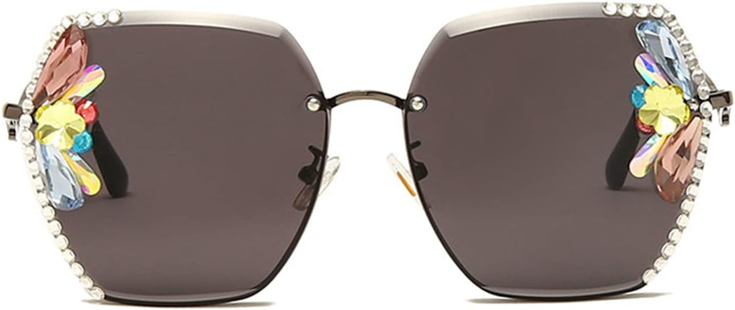 

Солнцезащитные очки Willochra большого размера без оправы для женщин, очки с прозрачными линзами, большие солнцезащитные очки, солнцезащитные очки с градиентными линзами, солнцезащитные очки с бриллиантами, Black