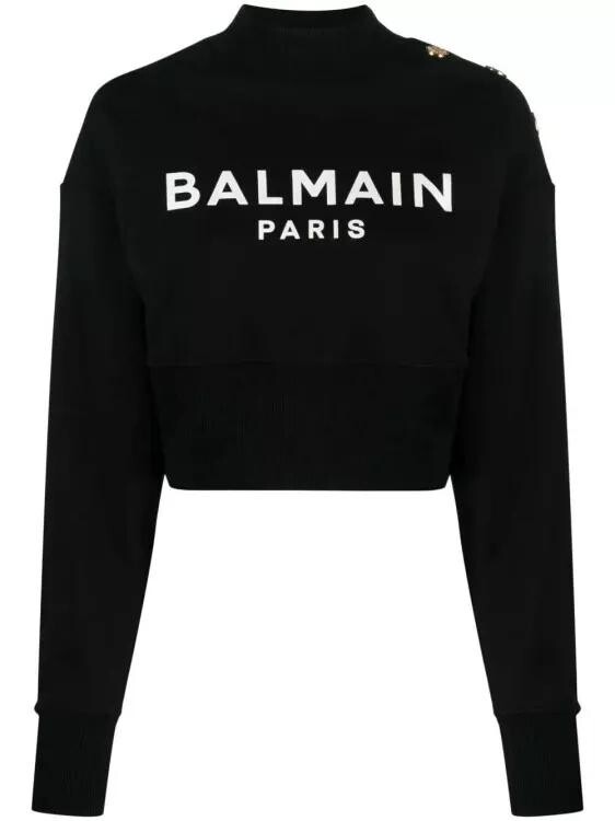 

Укороченная толстовка с логотипом Balmain, черный