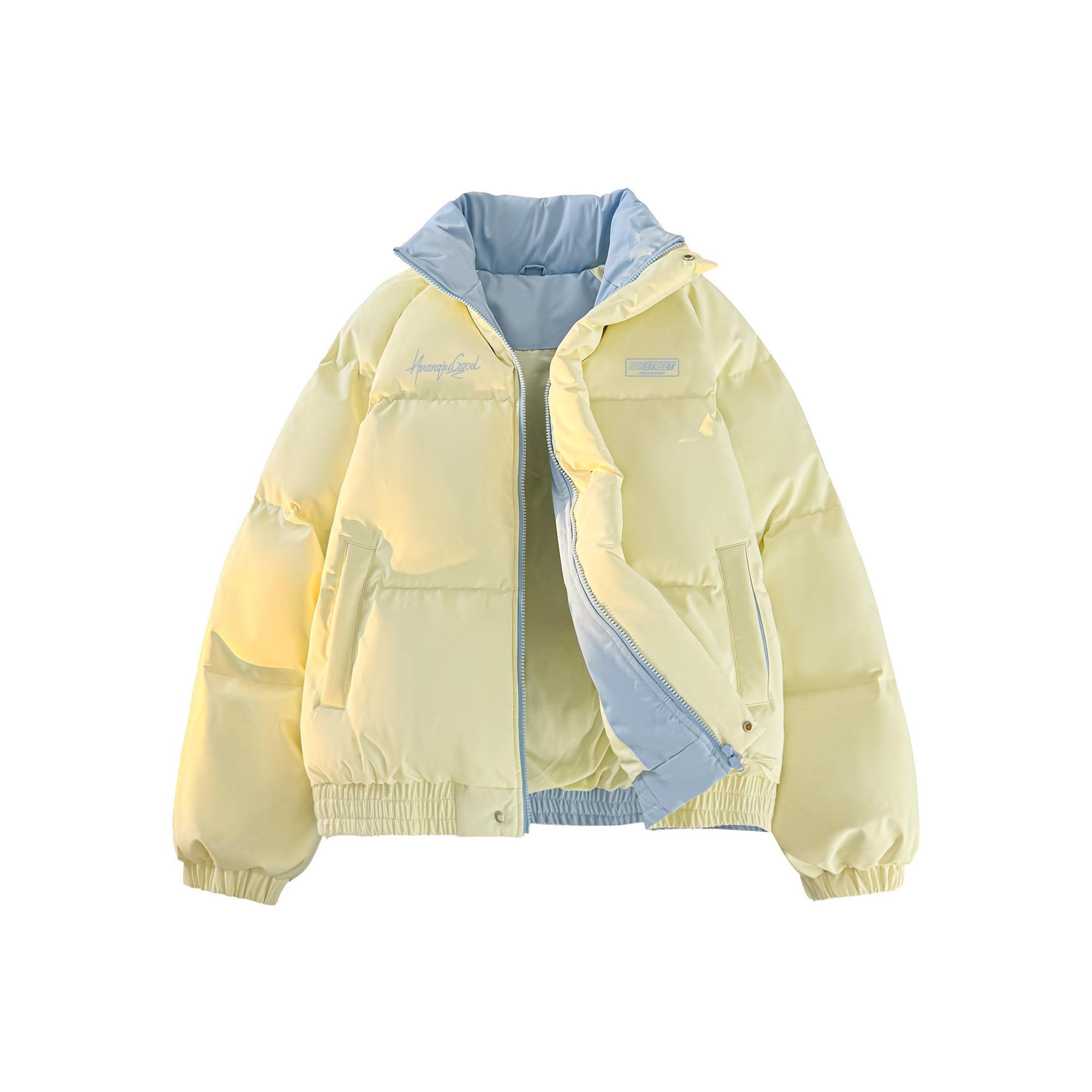 

Пуховик Unisex Stand Collar Moderate Padded HUANQIU, светло-желтый & светло-синий