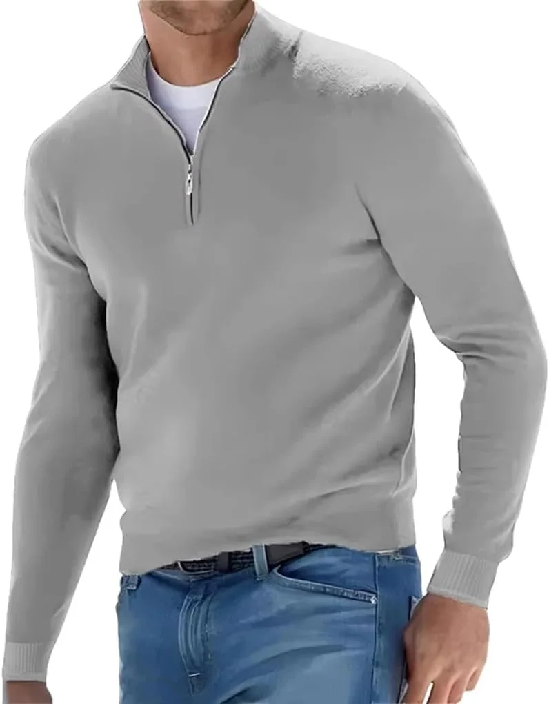 

Мужской полувысокий воротник на молнии вязаный свитер