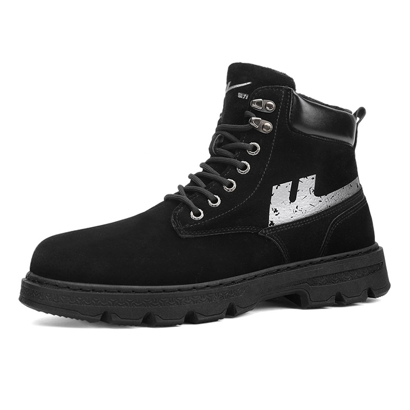 

WARRIOR Короткие полусапоги Martin мужские черные с черной флисовой подкладкой, цвет Black-Fleece-Lined
