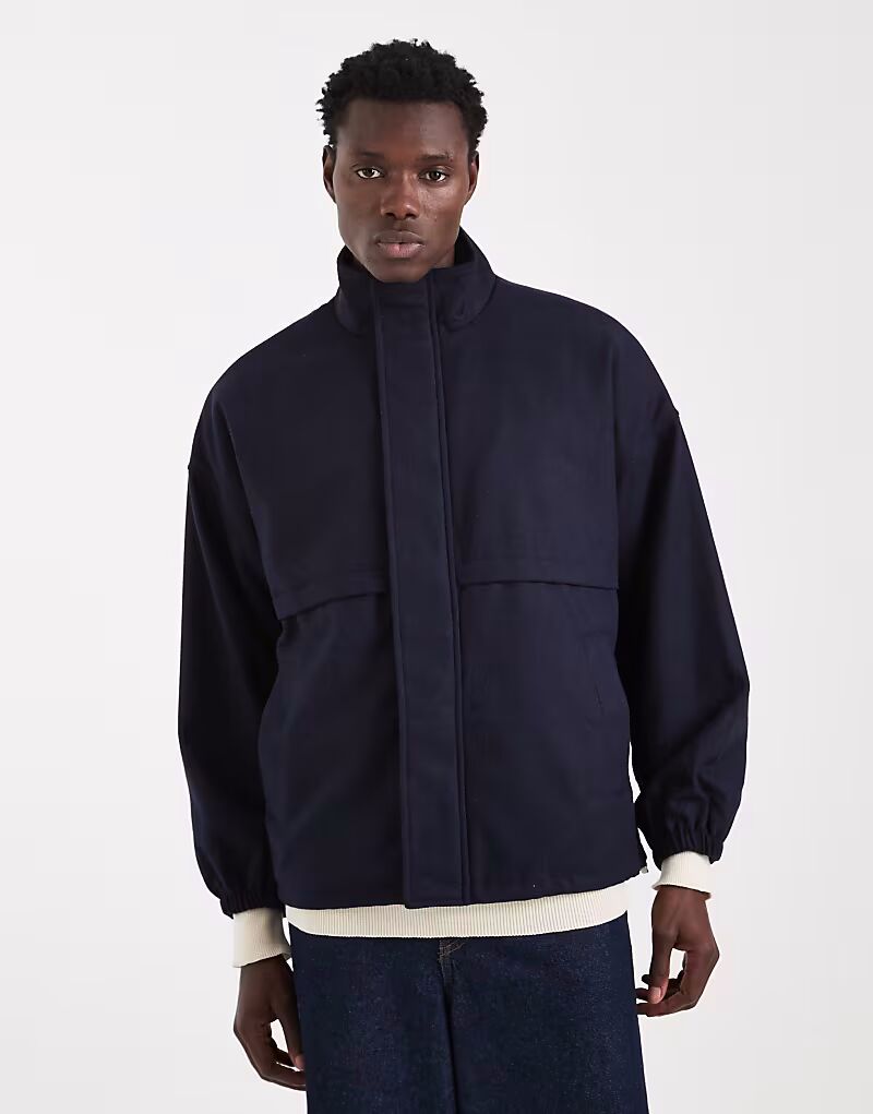 

Спортивная куртка из искусственной шерсти темно-синего цвета Asos Design