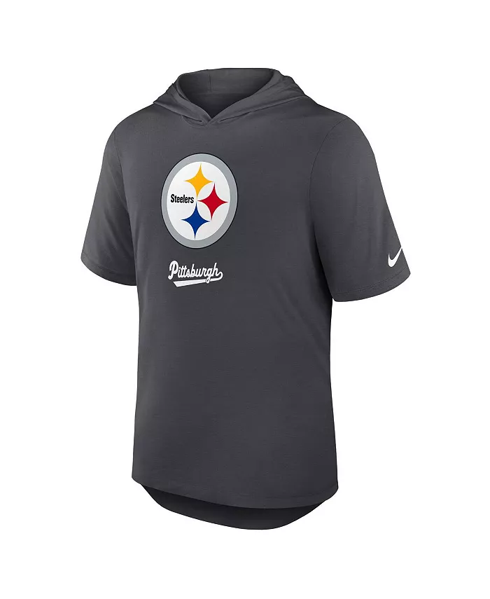 Мужская антрацитовая толстовка-футболка Pittsburgh Steelers Tri-Blend Performance Nike — фото 2