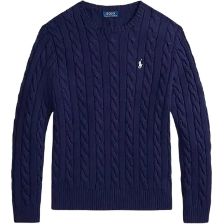 Свитер с круглым вырезом и кабельной вязкой Polo Ralph Lauren, Marine Blue