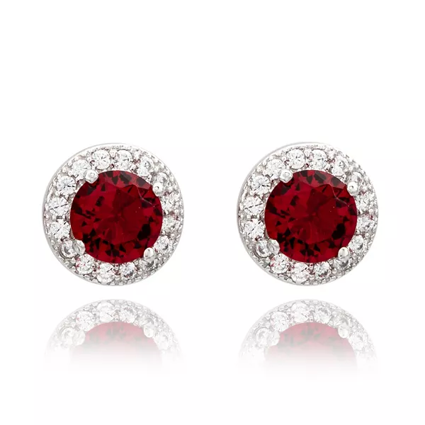 

Серьги-Гвоздики Suzy Levian из стерлингового серебра с круглыми красными кубическими цирконами Suzy Levian New York, red