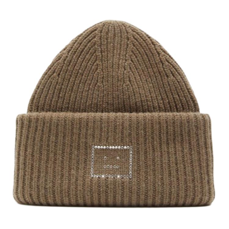 

Acne Studios Украшенная вязаная шапка с рубчиками, Khaki Green