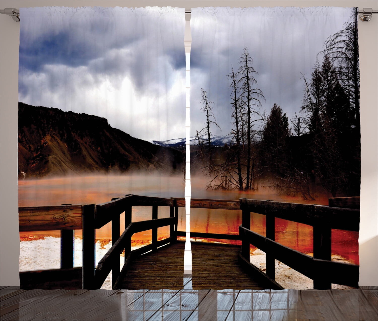

Комплект штор Ambesonne Yellowstone, оранжево-коричневый