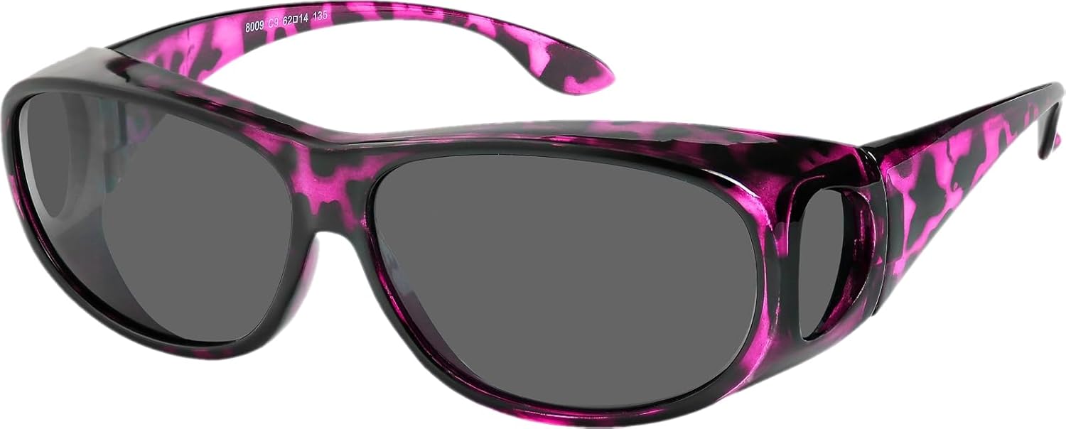 

Надеваются поверх солнцезащитных очков. В комплекте чехол для поляризованных линз. Носятся поверх очков с диоптриями. 100% защита от УФ-излучения. Подходят для мужчин и женщин Success Eyewear, Havana Purple Frmae Smoke Lens