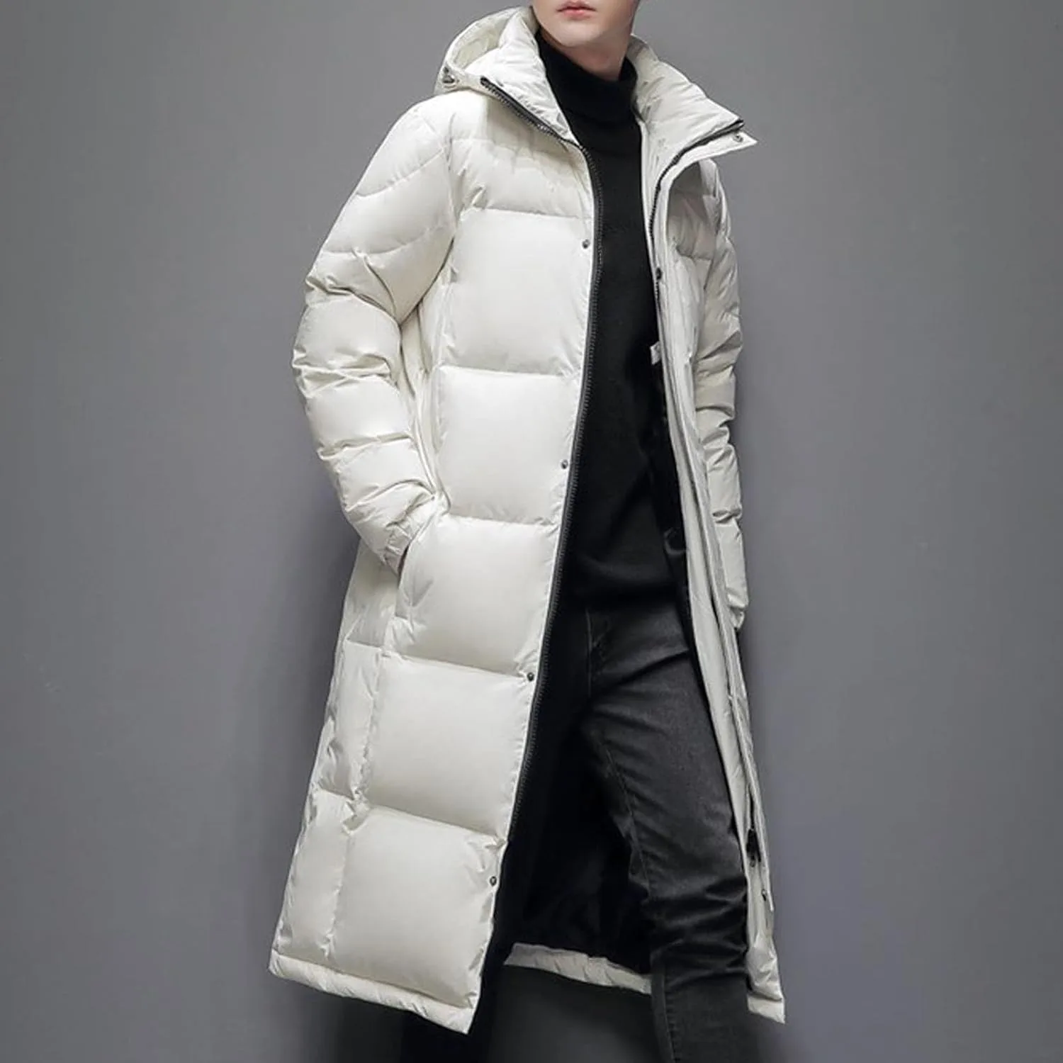 Мужская зимняя куртка длинная пуховик Waterproof Ski Parka утепленная верхняя одежда с капюшоном для катания на лыжах Generic, белый — фото 3