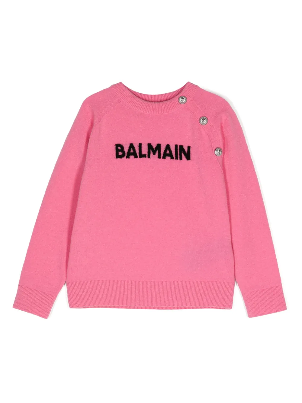 

Джемпер из смесовой шерсти с жаккардовым логотипом Balmain Kids, розовый