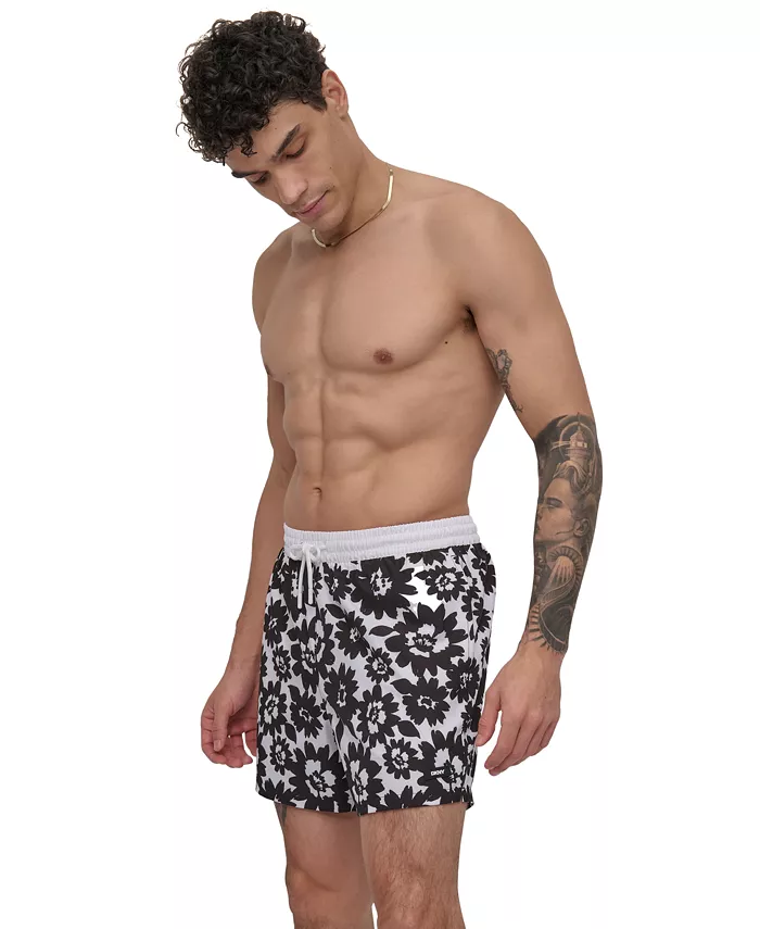 

Мужские шорты для волейбола Euro Black & White Bandana Print Performance длиной 5 дюймов DKNY, розовый
