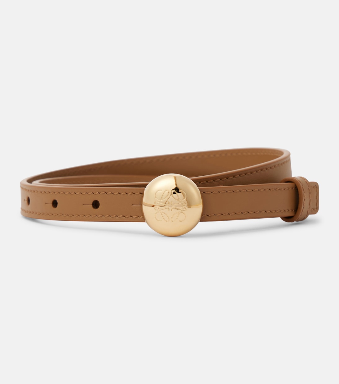 

Кожаный ремень Pebble Anagram Loewe, Oak/Gold