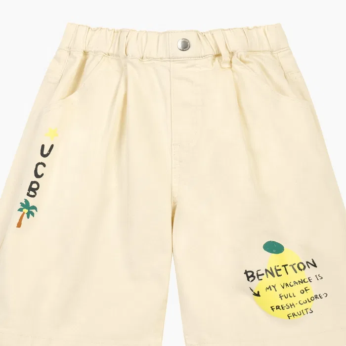 Детские кремовые джинсовые шорты Tropical 5-х четвертей от Benetton Kids — фото 3