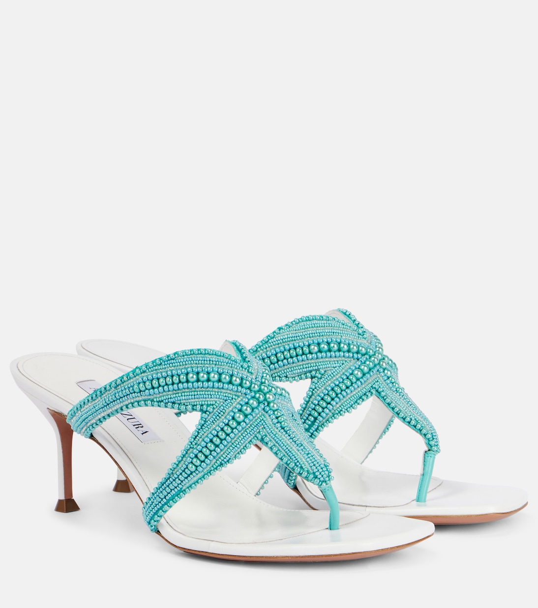 Риф Стар 65 кожаные сандалии-танкетки Aquazzura, Light Aquamarine