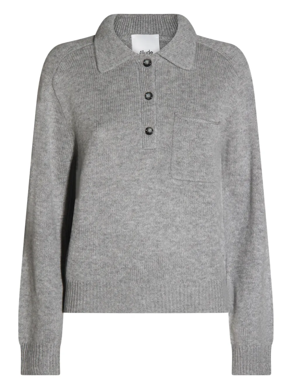 

Свитер с воротником-поло и накладными карманами ALLUDE, серый