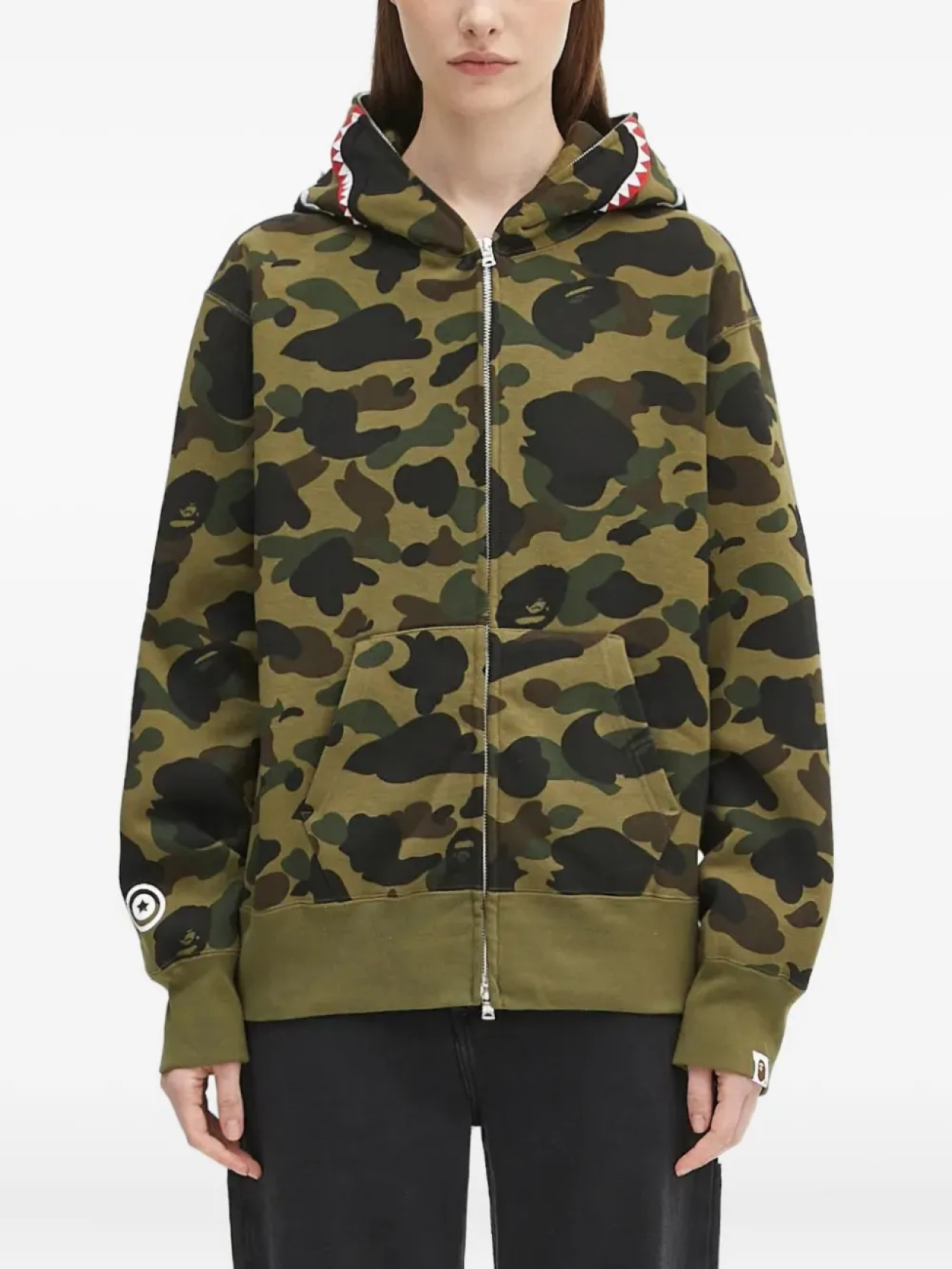 

Толстовка с капюшоном на молнии BATHING APE Shark A Bathing Ape, зеленый