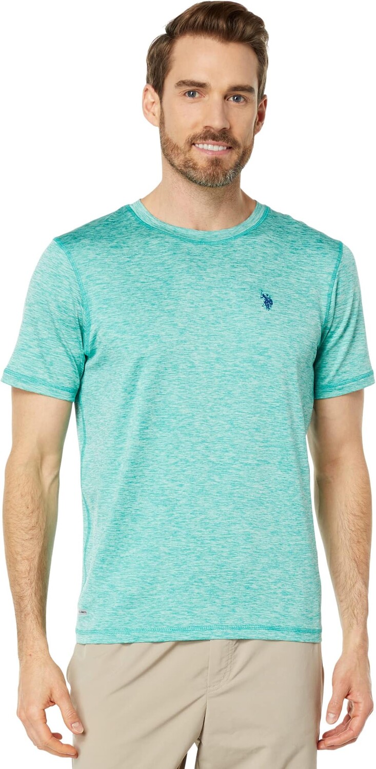

Топ U.S. POLO ASSN. Space Dye Short Sleeve UV Top, цвет Jade Green Heather
