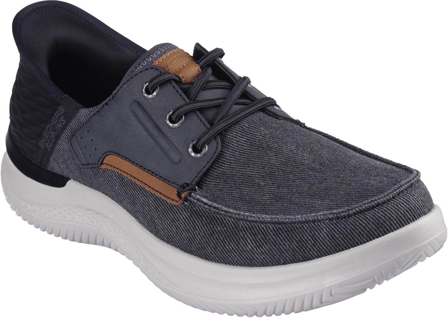 Мужские слипоны Skechers RF: Hasting - Niko с отделкой Moc Toe на шнуровке-банджи, черный