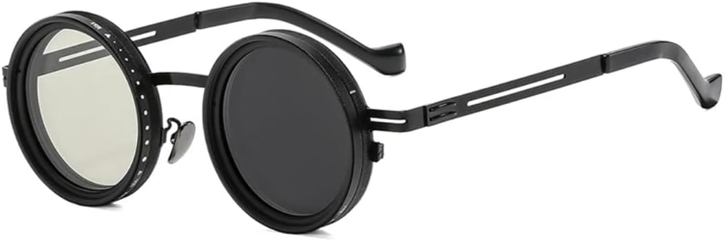 

Ретро круглые панк-солнцезащитные очки для мужчин и женщин для занятий спортом на открытом воздухе, защита от УФ-излучения UV400, регулируемые солнцезащитные очки с затемнением TVTBBVV, Black-4