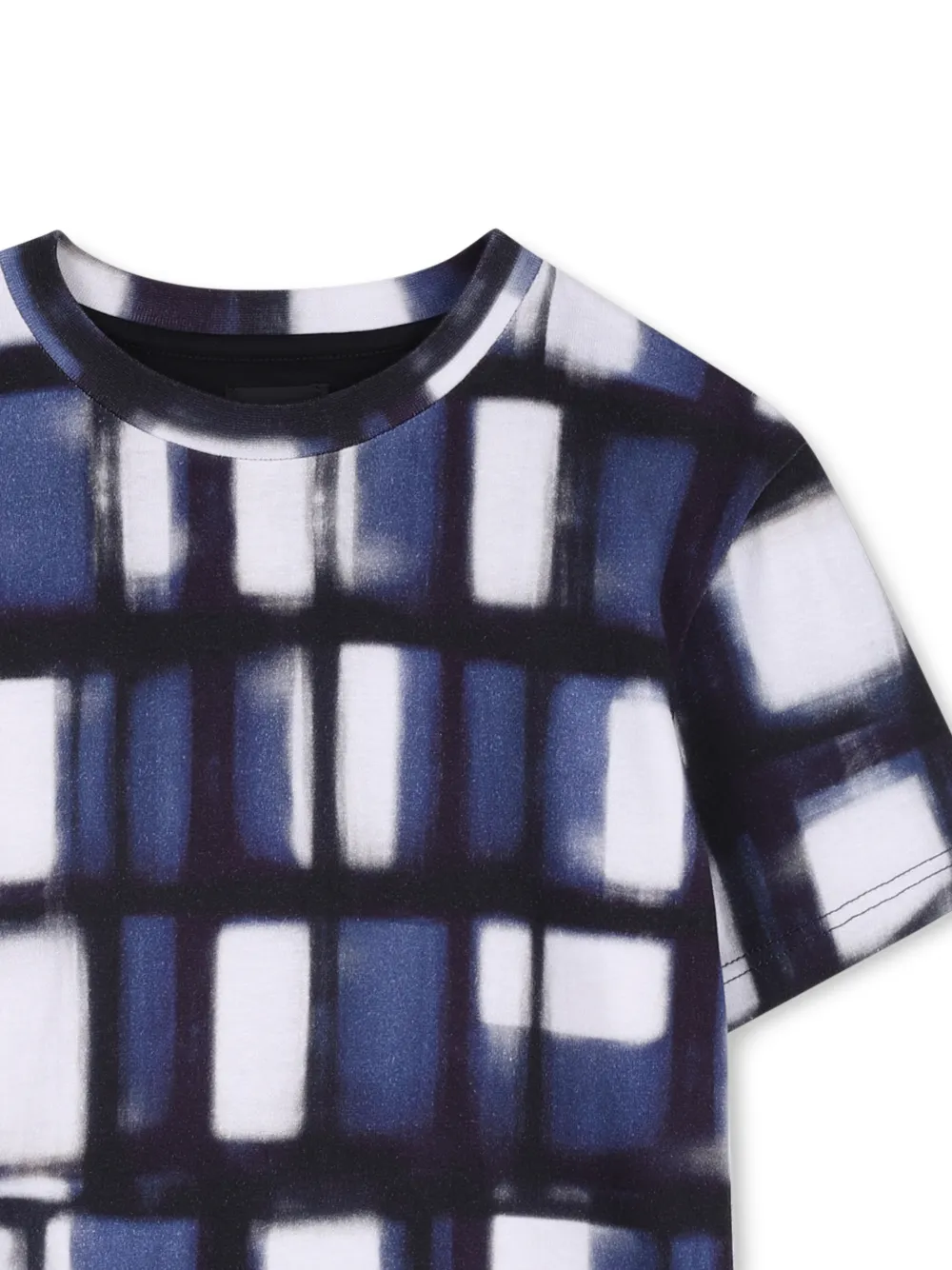 Футболка в клетку с короткими рукавами Givenchy Kids, синий — фото 3