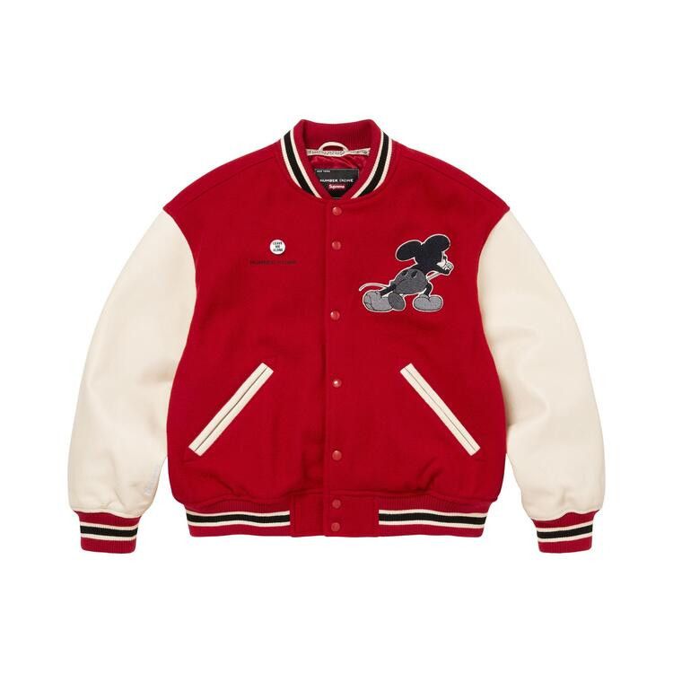 

Куртка Supreme x Number (N)Ine x Mickey Mouse Varsity Jacket 'Red'