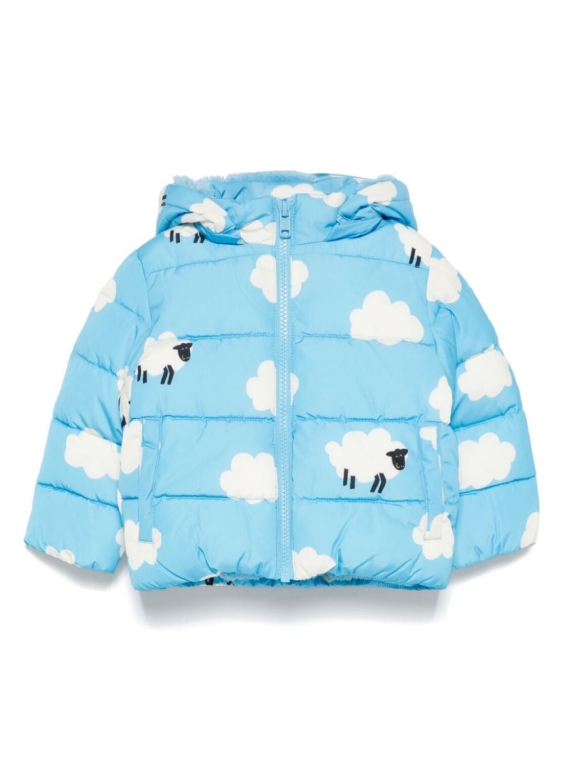 

Stella McCartney Kids куртка-пуховик с овечьим узором, синий