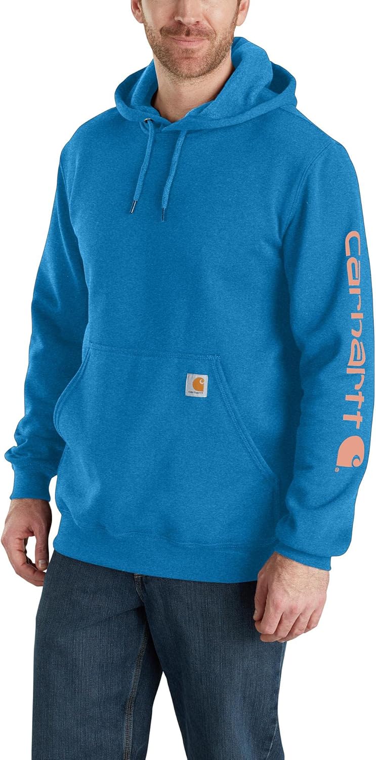 

Carhartt мужская толстовка с логотипом на рукаве, свободный крой, средней плотности, распродажа, Marine Blue Heather