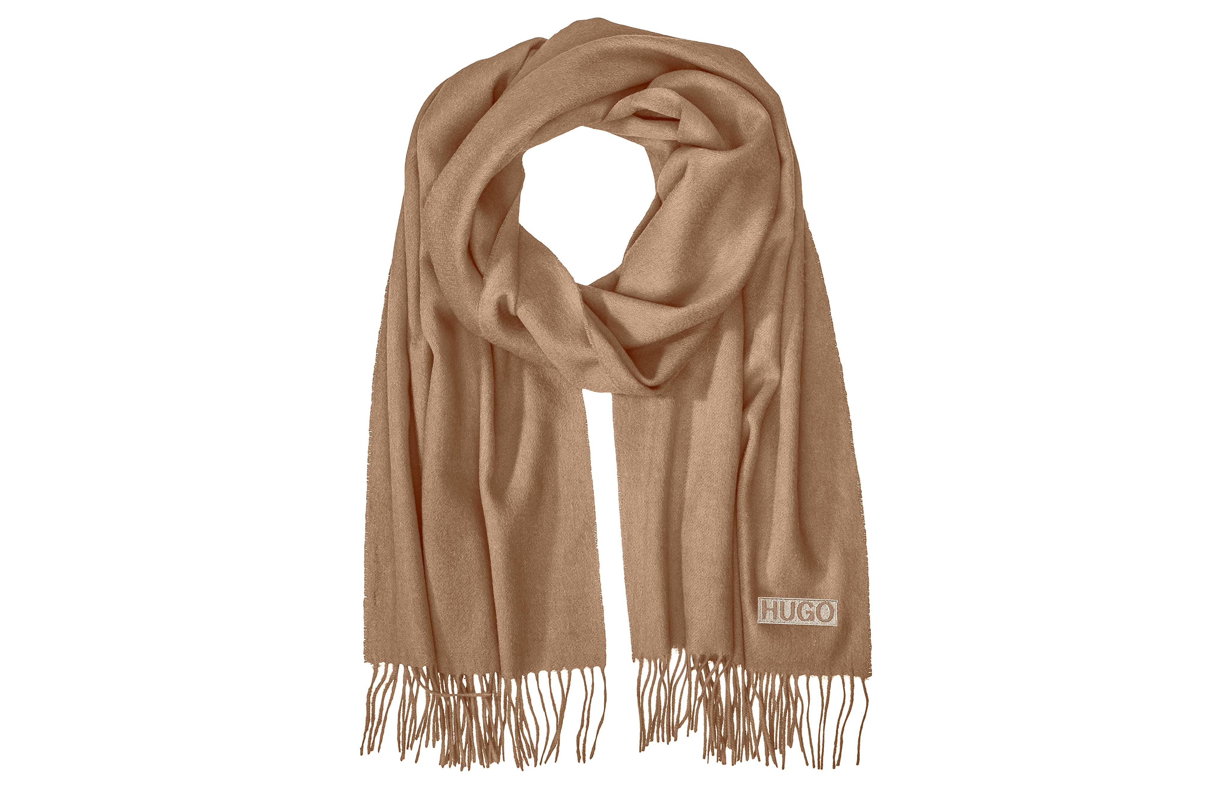 

HUGO BOSS Вязаный шарф мужской коричневый, Brown