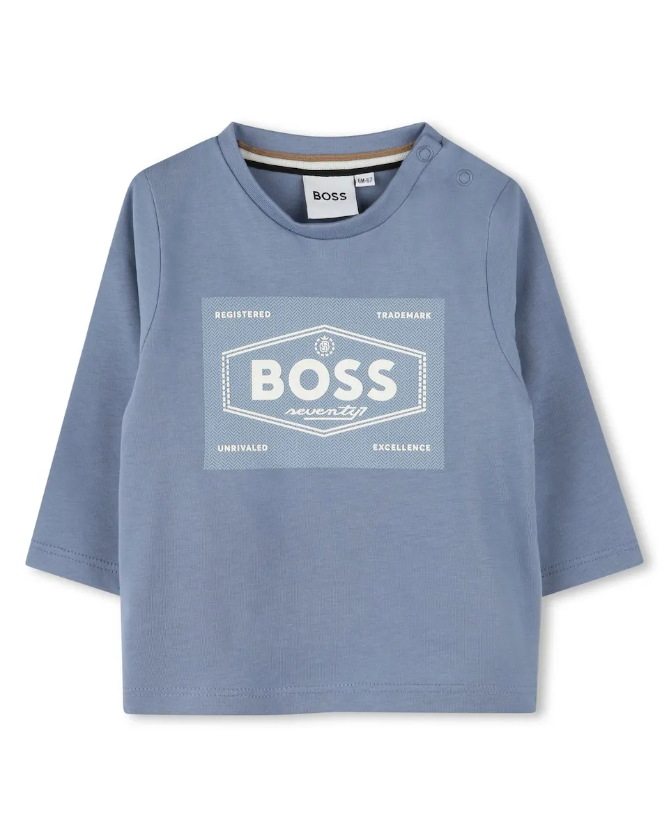 

Детская футболка из 100% хлопка с принтом спереди BOSS Kidswear, серый