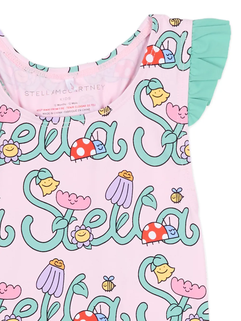 Слитный купальник с принтом логотипа Stella Mccartney Kids, розовый — фото 3