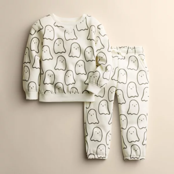 

Детский комплект из флисовой толстовки и брюк для детей 4-12 лет Little Co. By Lauren Conrad, цвет ivory outline ghost